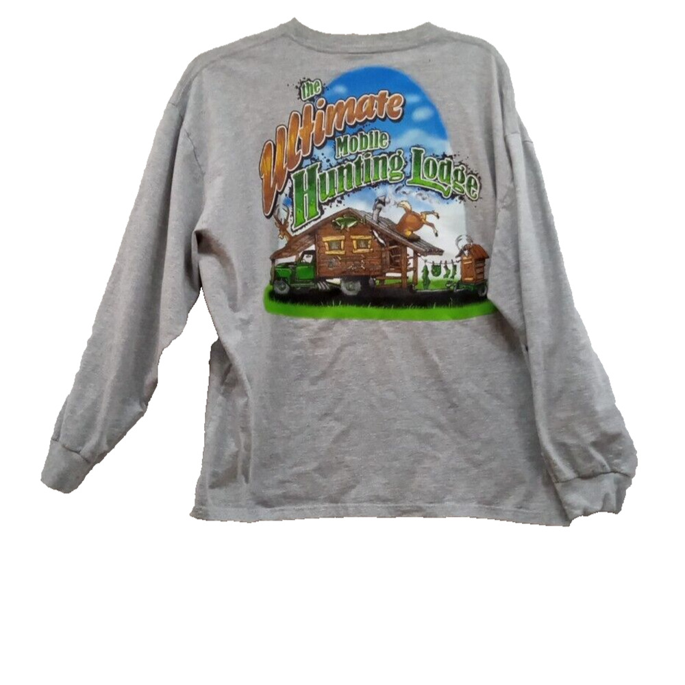 WRIGHT'S Mobile‎ Hunting Lodge Graphic Long Sleeve T-Shirt Men's Size XL Gray